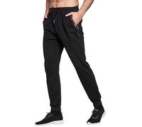 HCSS Mens Joggers Tracksuit Bottoms Men for Running Sports Lounge Slim Fit Cotton with Zip Pockets Elasticated Waist (Black L)