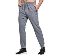 HCSS Mens Joggers Tracksuit Bottoms Men for Running Sports Lounge Slim Fit Cotton with Zip Pockets Elasticated Waist (Dark Grey S)