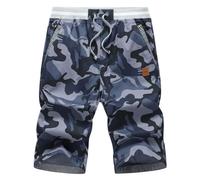 HCSS Mens Shorts Casual Summer Chino Shorts with Elastic Waist and Big Pockets(Camouflage Blue-XL)