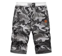 HCSS Mens Shorts Casual Summer Chino Shorts with Elastic Waist and Big Pockets(Camouflage Gray-S)