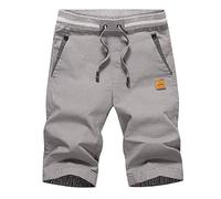 HCSS Mens Shorts Casual Summer Chino Shorts with Elastic Waist and Big Pockets(Grey-3XL)