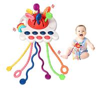 HCSSZ Montessori Toys,Silicone Travel Sensory Toys for Toddlers,Food Grade Pull String Activity Toy for Baby Girls Boys Educational Fine Motor Skills,Birthday Gift