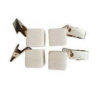 HCSUHUEW 4pcs Tablecloth Weights Marble Stone Table Cloth Hangers Indoor Outdoor Square Heavy Table Cover Holder with Metal Clip Marble Tablecloth Pendant (FOR WHITE)