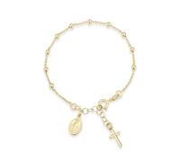 HCTCPALS Gold Silver Bracelet for Women Italian Rosary Bracelet Cross Charm Virgin Mary Coin Pendant Bead Chains Jewelry Gifts 8.7 inches, M, Alloy, no gemstone
