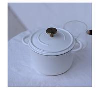 Hcusvcop Double-Handle Soup Bowl, Cast Iron Cauldron Steaming Pot Cooking Milk Fondue Non Stick Set Instant Noodle Kitchen Cookware