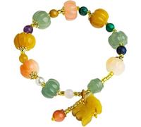 Hcusvcop Lucky Braceletl, Natural Gemstone Golden Silk Jade Aventurine Pixiu Pendant Healing Chakra Quartz Jewelry