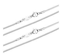 Hcvone 2pcs/3pcs 925 Silver 1.0mm Snake/Box Chain 2.0mm Curb Chain Necklace For Women 16''-30'' Inch For Layered Looks Or Replacement (2pcs 1mm snake chain, 30inch)