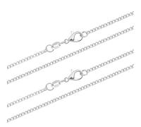 Hcvone 2pcs/3pcs 925 Silver 1.0mm Snake/Box Chain 2.0mm Curb Chain Necklace For Women 16''-30'' Inch For Layered Looks Or Replacement (2pcs 2mm curb chain, 18inch)