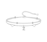 Hcvone S925 Bracelets for Women Girls Silver Heart Initial A-Z Bracelet Layered Bead Bracelets Jewellery For Friends Mum Daughter Sister (Z)