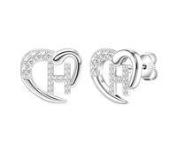 Hcvone Silver Earrings for Women Girls With Initial A-Z S925 Stud Earrings For Girls Birthday Christmas Gifts for Mum Daughter Sister Friends (H)