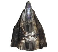HCVXBSA A dilapidated monastery Unique Customized Poncho with Full-Print Design - Perfect for Halloween, Cosplay, and Themed Parties