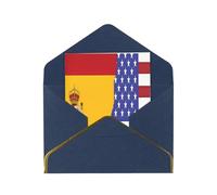HCVXBSA American Spain Flag Blank Cards with Envelopes All Occasion Greeting, Premium Shimmery Note for Birthday, Christmas, Wedding, 4 x 6 inch Blue