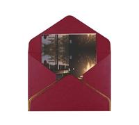HCVXBSA Autumn bonfire Blank Cards with Envelopes All Occasion Greeting, Premium Shimmery Note for Birthday, Christmas, Wedding, 4 x 6 inch