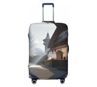 HCVXBSA Elastic Washable Suitcase Cover Protector,The French countryside in winter season Luggage Cover Sleeve Wrap for 18-32 Inches Suitcase Travel Accessories, Black, M