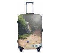 HCVXBSA Elastic Washable Suitcase Cover Protector,The Lost Beach Luggage Cover Sleeve Wrap for 18-32 Inches Suitcase Travel Accessories, Black, S