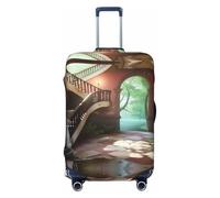 HCVXBSA Elastic Washable Suitcase Protector Cover, Gorgeous Castle Luggage Cover Fits 18-32 Inch Suitcase Travel Accessories, Black, L