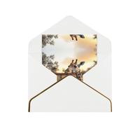 HCVXBSA Giraffes on the Lake Blank Cards with Envelopes All Occasion Greeting, Premium Shimmery Note for Birthday, Christmas, Wedding, 4 x 6 inch