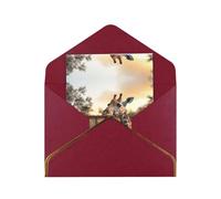 HCVXBSA Giraffes on the Lake Blank Cards with Envelopes All Occasion Greeting, Premium Shimmery Note for Birthday, Christmas, Wedding, 4 x 6 inch