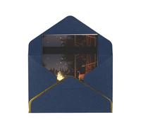 HCVXBSA Lakeside bonfire cabin Blank Cards with Envelopes All Occasion Greeting, Premium Shimmery Note for Birthday, Christmas, Wedding, 4 x 6 inch Blue