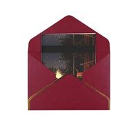 HCVXBSA Lakeside bonfire cabin Blank Cards with Envelopes All Occasion Greeting, Premium Shimmery Note for Birthday, Christmas, Wedding, 4 x 6 inch Dark Red