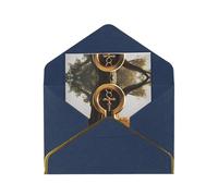 HCVXBSA Mysterious golden symbol Blank Cards with Envelopes All Occasion Greeting, Premium Shimmery Note for Birthday, Christmas, Wedding, 4 x 6 inch Blue