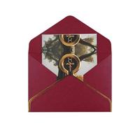HCVXBSA Mysterious golden symbol Blank Cards with Envelopes All Occasion Greeting, Premium Shimmery Note for Birthday, Christmas, Wedding, 4 x 6 inch Dark Red
