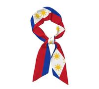 HCVXBSA Philippine flag Pattern Silk Feeling Scarf Medium Square Satin Head Scarf for Women 46.9 x 3.1 inches, Black, One Size