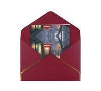 HCVXBSA Red telephone booths on the streets of London Blank Cards with Envelopes All Occasion Greeting, Premium Shimmery Note for Birthday, Christmas, Wedding, 4 x 6 inch