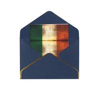 HCVXBSA Retro Irish flag Blank Cards with Envelopes All Occasion Greeting, Premium Shimmery Note for Birthday, Christmas, Wedding, 4 x 6 inch Blue