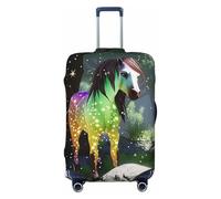 HCVXBSA Suitcase Cover Elastic Washable Luggage Suitcase Cover for 18-32 inch Suitcase Travel Accessory - Horse in Fairy Tales, Black, L