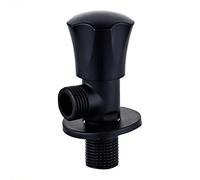 HCVYQMMJ angle valve 1/2 x 3/8 matte black water inch Valve Brass G1/2 wall-mounted balcony bathroom connection shut off line,Black C(Black C)