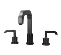 HCVYQMMJ Widespread Bathroom Sink Faucet, 2-Handle Hot and Cold Basin Mixer Tap, 3-Hole Deck Mounted Vanity Faucets with Water Supply Hoses,Brushed Gold(Matte Black)