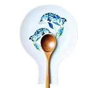 HCWLXYXY Ceramic Spoon Rest for Kitchen Counter, Dolphin Pattern Spoon Holder for Stove Top,Countertop,Cooking Kitchen Spoon Rest Large Utensil Rest Spatula, White&Blue