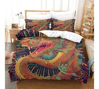 HCXXAOEYP 3D Printed Dragon Duvet Cover with Pillowcases Bedding Set with Zipper 3pcs Soft Microfiber Quilt Cover Set Super King(260x220cm)