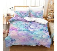 HCXXAOEYP 3D Printing Duvet Cover Set Fish Scale Comforter Cover With Pillow Cases Set Bedding Cover for Women & Men’s Child Bedroom, Guestroom Double（200x200cm）
