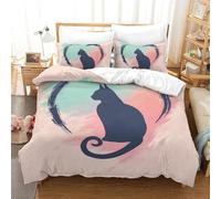 HCXXAOEYP Cat 3D Printed Duvet Cover Set 3 Pieces Bedding Soft Easy Care with Zipper Closure,Pillowcases for Kids Girls Boys Adults Bedroom Double(200x200cm)