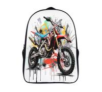 HCXXAOEYP Motocross Bike Backpacks Kids School Backpack School Bag 3D Printed Cartoon Bookbag for Boys Elementary And Middle School Students 40x28x16cm