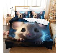 HCXXAOEYP Rat Duvet Cover Set Bedding Set 3D Microfiber Comforter Cover with Pillow Shams, 2 Piece Set, Zipper Quilt Cover Double（200x200cm）
