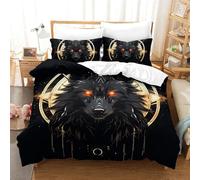 HCXXAOEYP Wolf 3D Printed Duvet Cover Set 3 Pieces Bedding Set Soft Easy Care with Zipper Closure，Pillowcases for Teens And Adults Double（200x200cm）