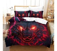 HCXXAOEYP Wolf 3D Printed Quilt Cover 3 Pieces Bedding Set Soft Easy Care with Zipper Closure,Pillowcases for Kids Girls Boys Adults Bedroom Double(200x200cm)