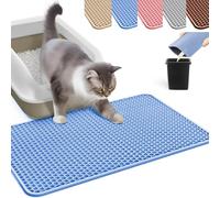 HCY&WLD Cat Litter Mat, Honeycomb Double Layer Cat Litter Trapping Mat, Waterproof Urine Proof Non-Slip, Scatter Control, Less Waste, Easier to Clean (Blue, 24" X 18")