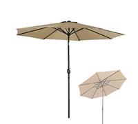 HCZKIUJY 1 Pcs, Outdoor Sun Shade With Tilt Function, 2.7m Garden Sun Parasol With 8 Sturdy Ribs, Wine Red, Dark Green, Beige, Khaki, For Beach, Pool, Patio, Patio Umbrella (Khaki 2.7M)