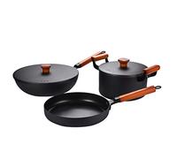 HCZKIUJY 3 PC Household Iron Pot Cooking Soup Pot Sturdy Iron Pot Uncoated Non-stick Cookware for Store Camping Kitchen Home