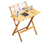 HCZKIUJY Adjustable Folding Computer Desk - Space-Saving Gaming & Writing Table with 3 Height Levels - Portable Home Office & Study Desk - Stylish Large Brown Design for Productivity