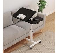 HCZKIUJY Adjustable Laptop Desk with Wheels, Mobile Over Bed Desk, Tilting Desktop Table for Home and Office (Black)