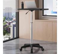 HCZKIUJY Adjustable Mobile Laptop Standing Desk with Wheels Height Adjustable Workstation for Home Office Bedside & Conference Room Sturdy Wooden Top (Black H88)