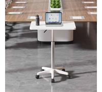 HCZKIUJY Adjustable Mobile Laptop Standing Desk with Wheels Height Adjustable Workstation for Home Office Bedside & Conference Room Sturdy Wooden Top (White H60)