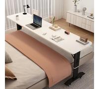 HCZKIUJY Adjustable Overbed Desk with Wheels Solid Wood Computer Table for Bed Height Adjustable Laptop Stand Mobile Bedside Workstation for Home Office (No Bezel Black 120x40cm(47.2x15.7in))