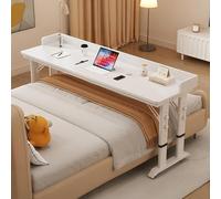 HCZKIUJY Adjustable Overbed Table with Wheels - Rolling Laptop Cart Height-Adjustable Computer Desk for Bed & Couch Use Versatile Mobile Workstation for Home & Office (White a)