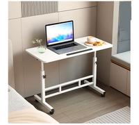 HCZKIUJY Adjustable Rolling Side Table, Small Computer Desk for Bedroom & Living Room, Height-Adjustable Standing Desk, 40x60cm, Ideal for Home Office & Study (A 40x60cm)